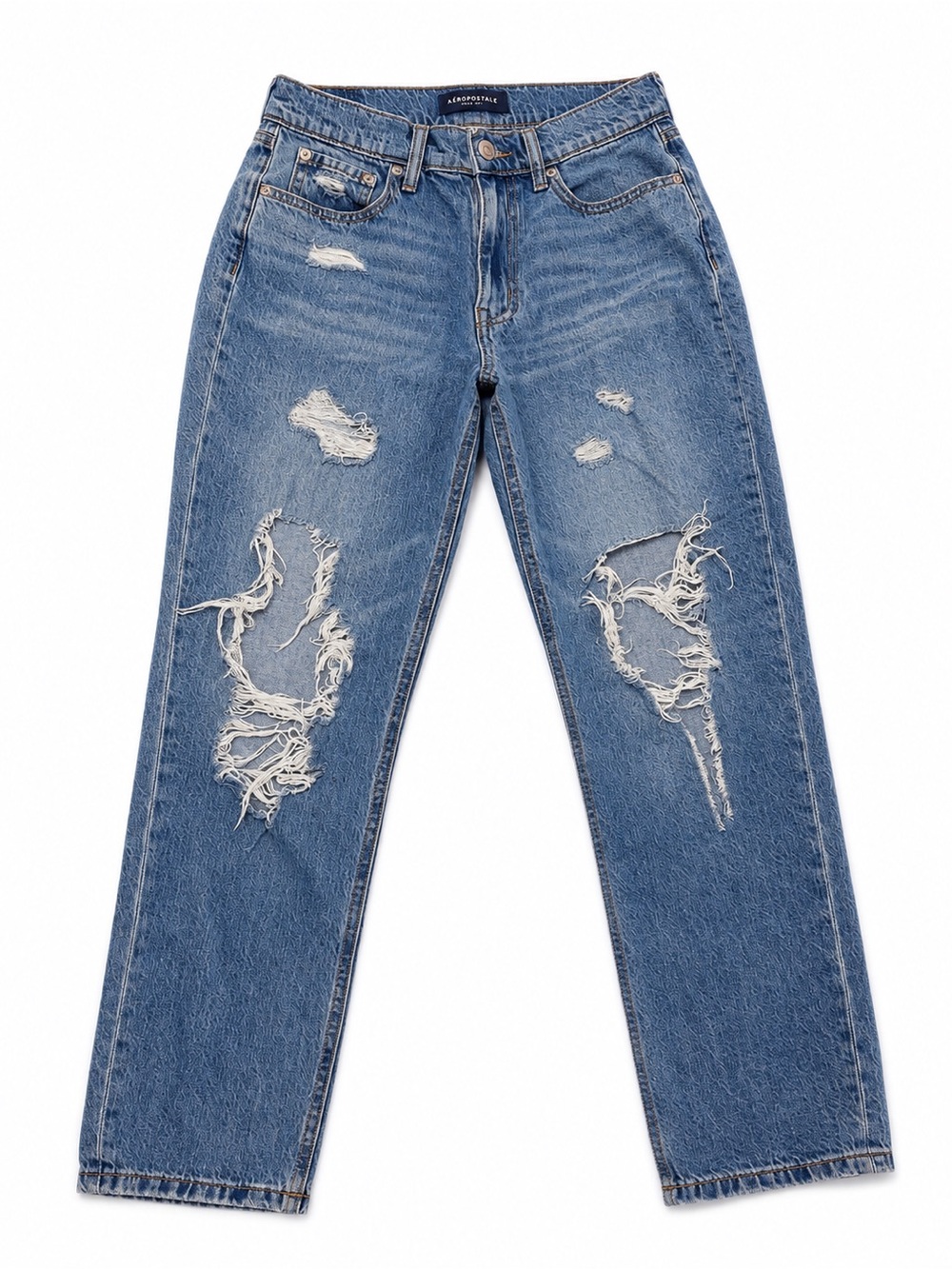 Aeropostale High-Rise Distressed Blue Mom Jeans